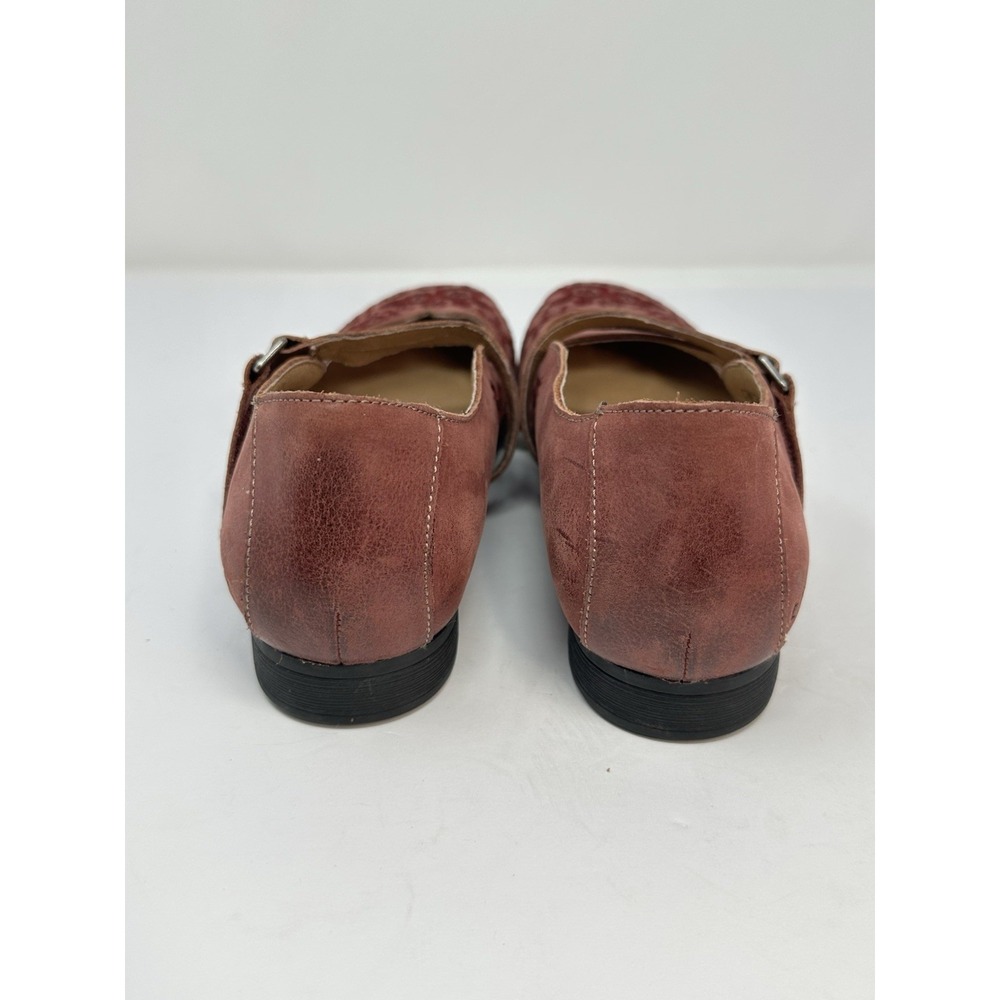 Taos Wish Embroidered Leather Mary Jane Flats Women's 8.5 EU 40 Burgundy Red - Picture 6 of 11
